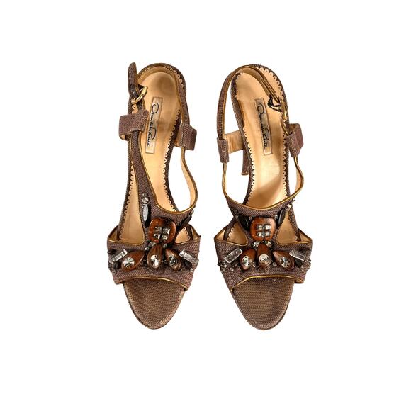 OSCAR DE LA RENTA Bejeweled Open Toe Sandal 11 - Picture 4 of 12